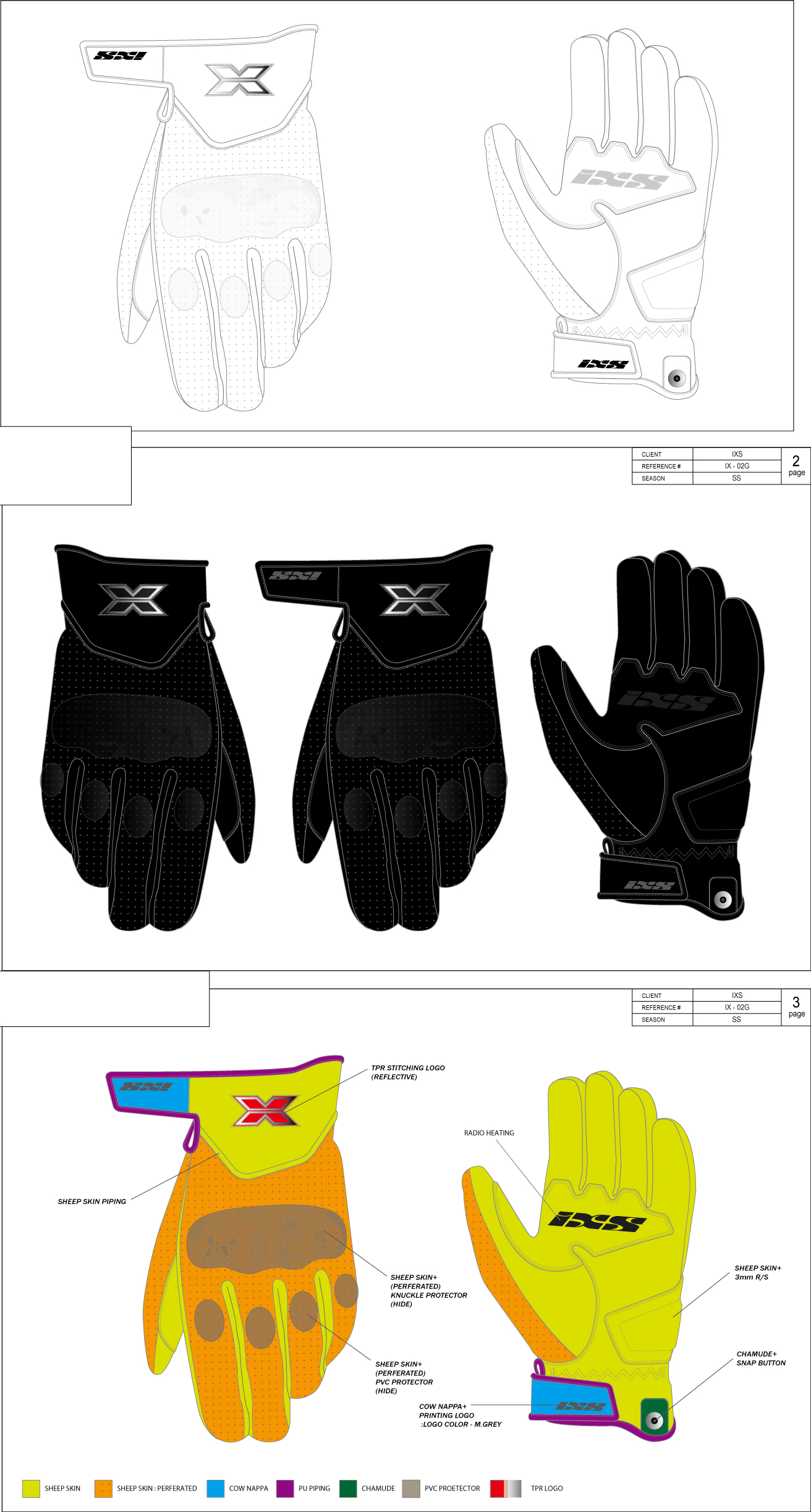 一款IXS短款摩托车手套矢量图